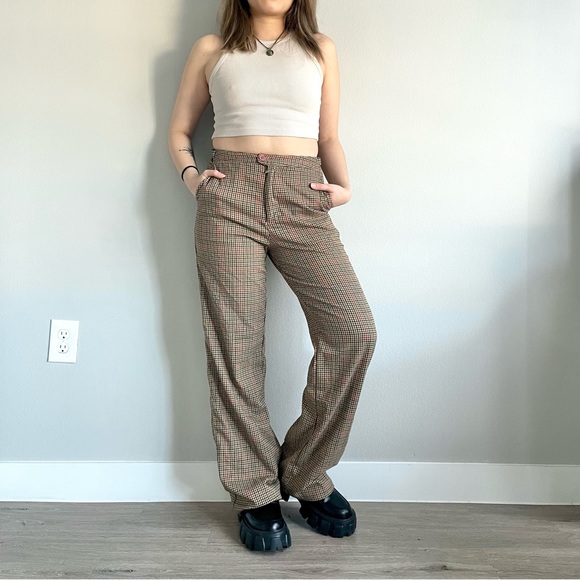 Vintage Preppy Plaid Wide Leg Pant - Picture 2 of 5